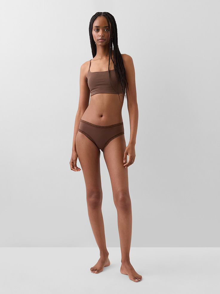 Image number 3 showing, Organic Stretch Cotton Lace-Trim Hipster