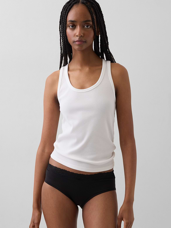 Organic Stretch Cotton Lace-Trim Hipster