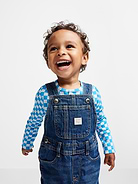 L'image numéro 1 présente Salopette de travailleur unisexe en denim pour Bébé