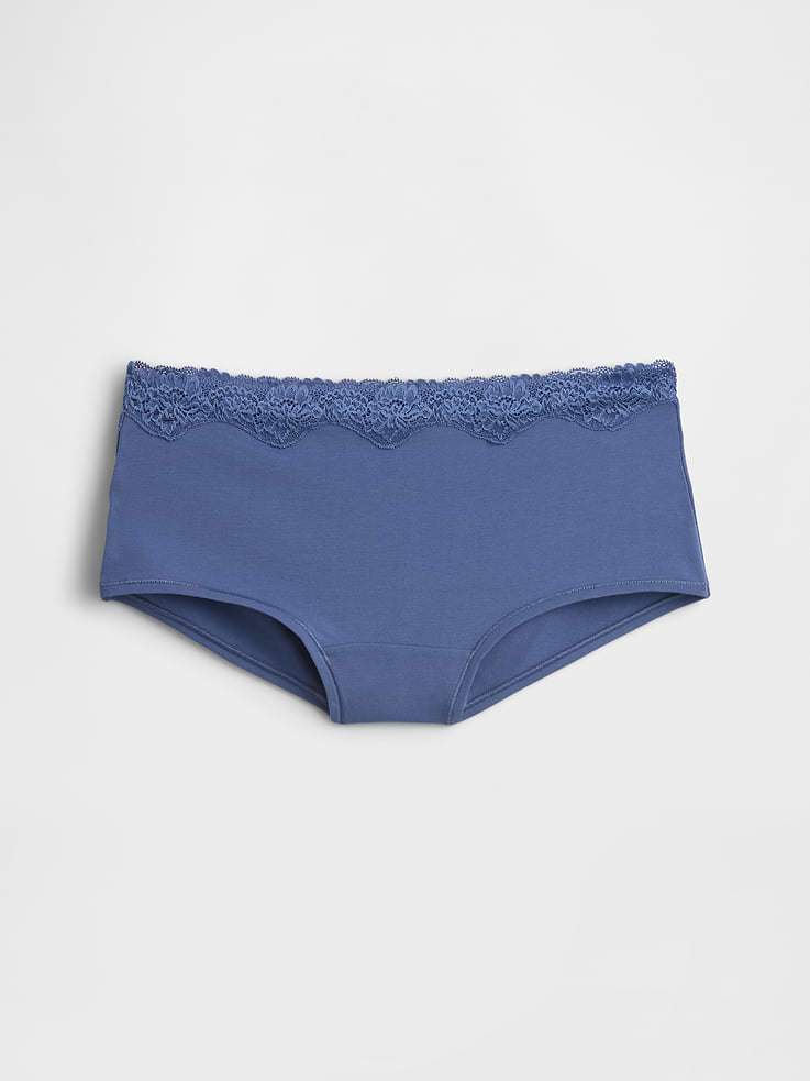 Image number 4 showing, Organic Stretch Cotton Lace-Trim Shorty
