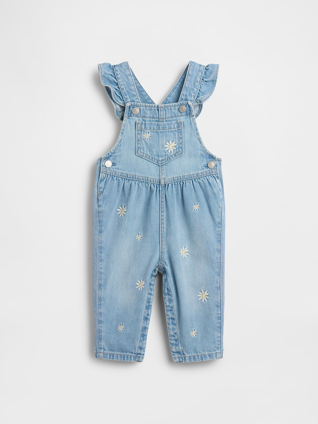 Baby Embroidered Floral Denim Overalls