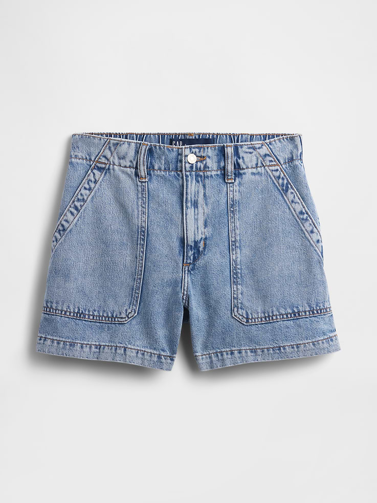 Image number 7 showing, 4" High Rise Soft Denim Utility Shorts