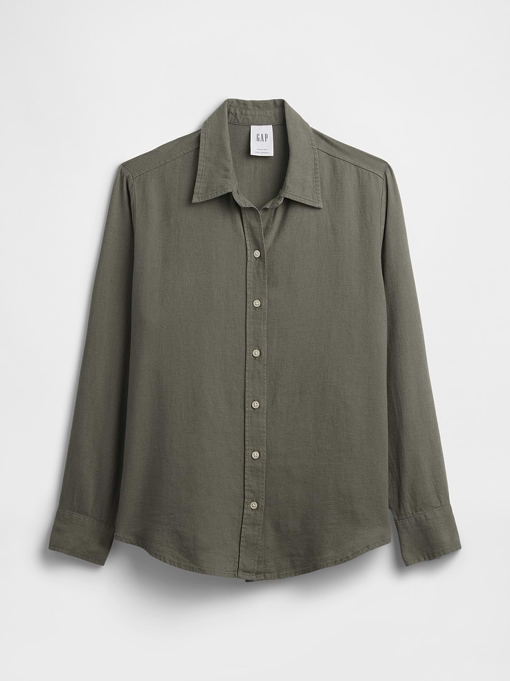 Image 5 of 5, Linen-Blend Easy Shirt