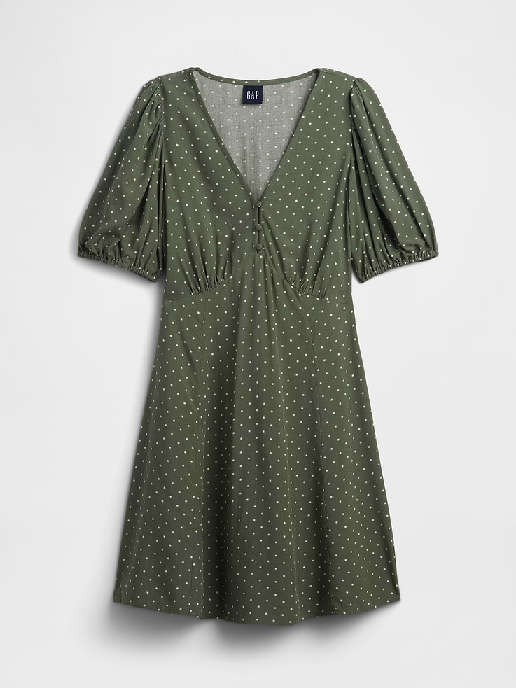 Image number 6 showing, Puff Sleeve V-Neck Mini Dress