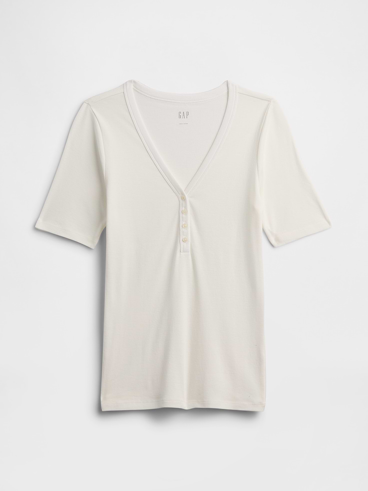 Image number 5 showing, Modern Ribbed V-Neck Henley Top
