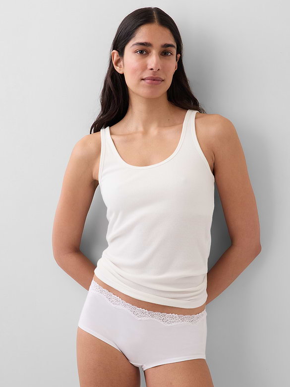 Organic Stretch Cotton Lace-Trim Shorty
