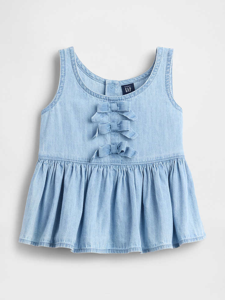Image 2 of 3, Baby & Toddler Bow Denim Tank Top