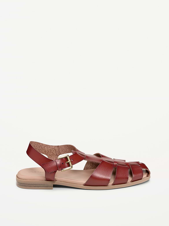 Faux-Leather Fisherman Sandals
