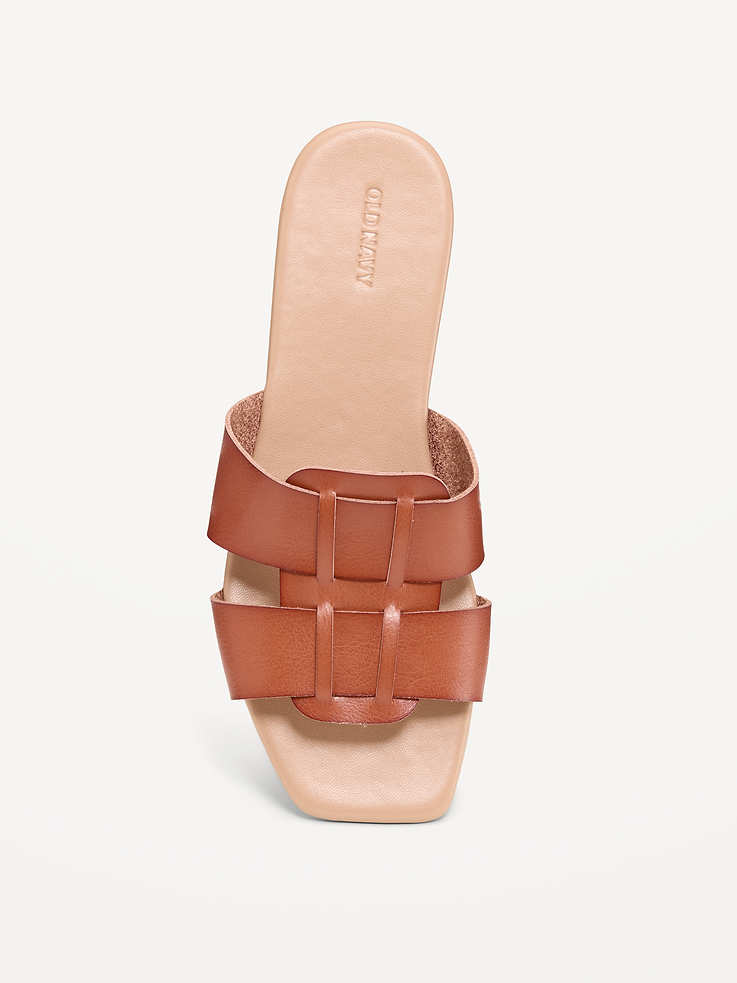 Image number 3 showing, Faux-Leather Slide Sandals