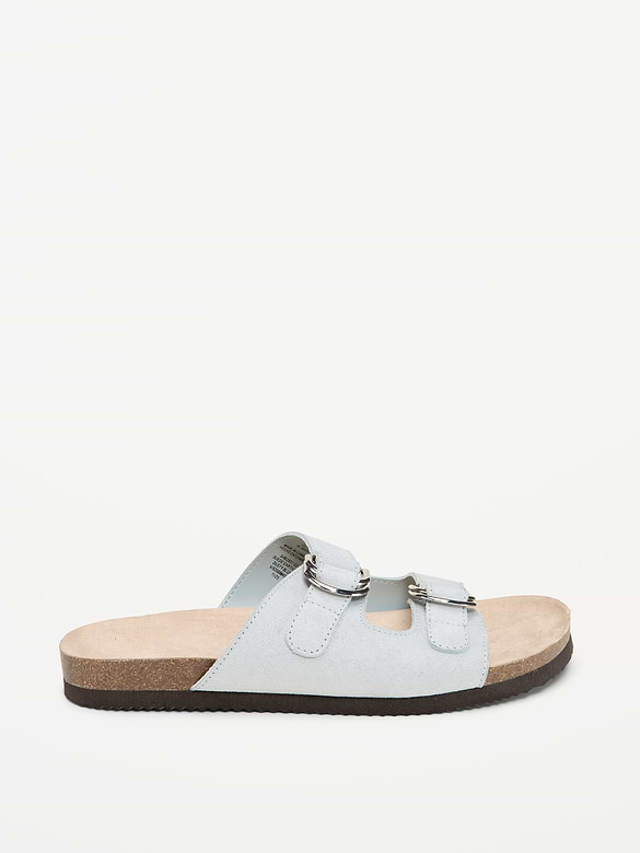 Faux-Suede Double-Strap Slide Sandals for Women
