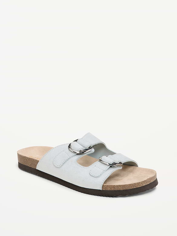 Faux-Suede Double-Strap Slide Sandals for Women