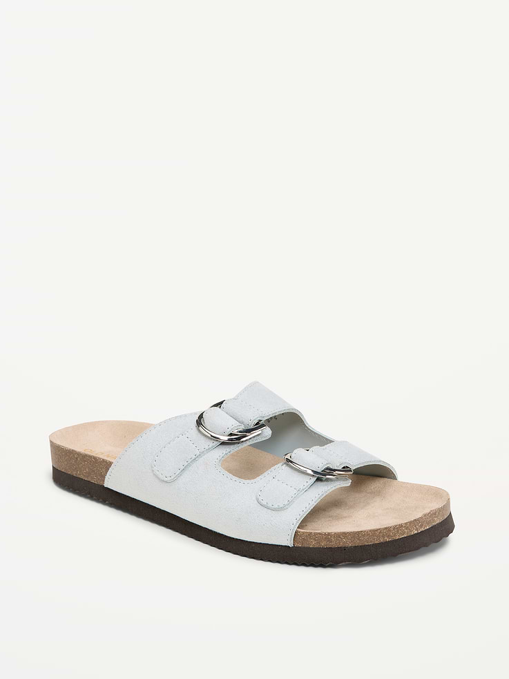 Image number 1 showing, Faux-Suede Double-Strap Slide Sandals for Women