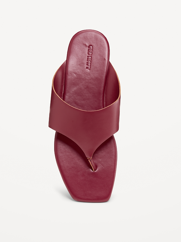 Faux-Leather Wide Thong Sandal for Women