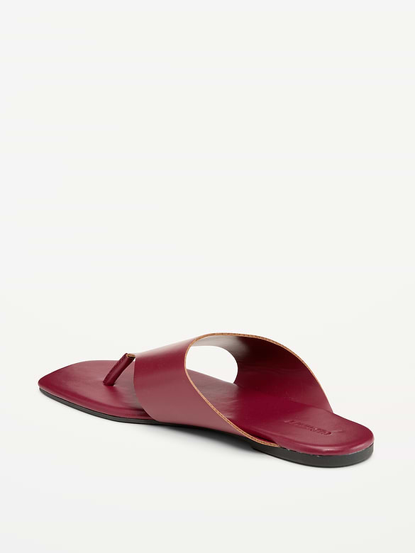 Faux-Leather Wide Thong Sandal for Women