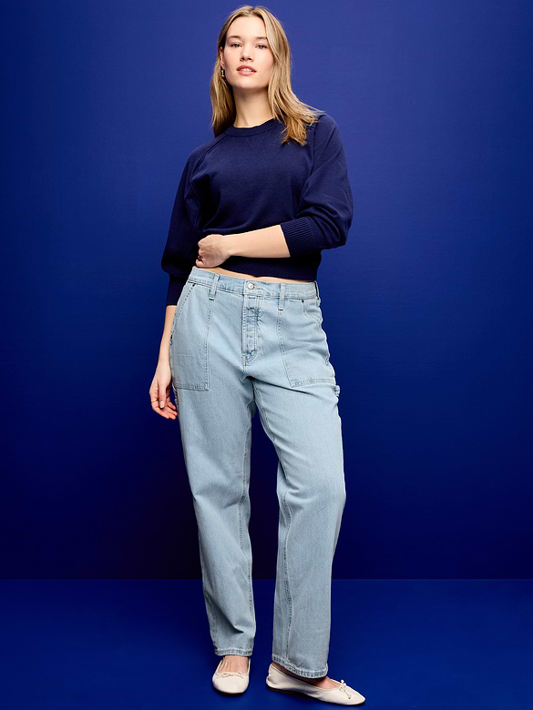 Mid-Rise Utility Slouchy Straight Jeans
