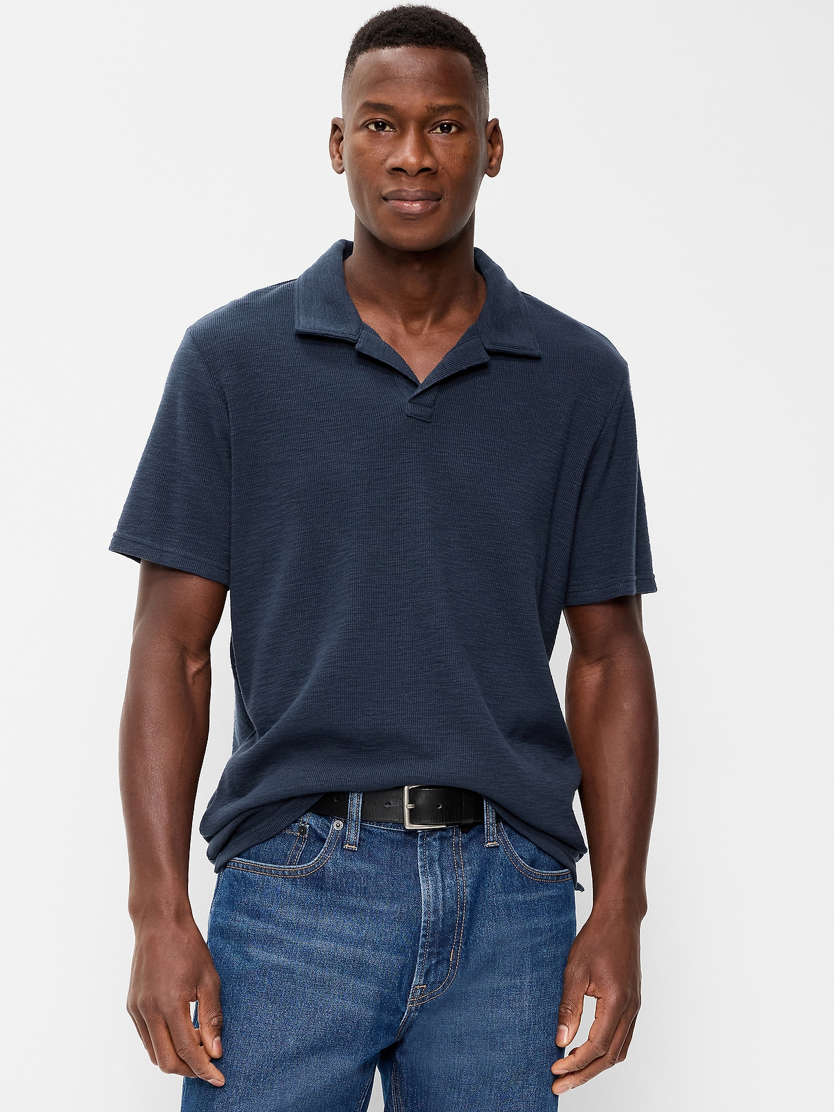 Textured Waffle-Knit Polo | Old Navy