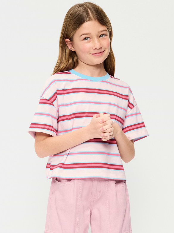 Oversized Short-Sleeve Cropped T-Shirt for Girls