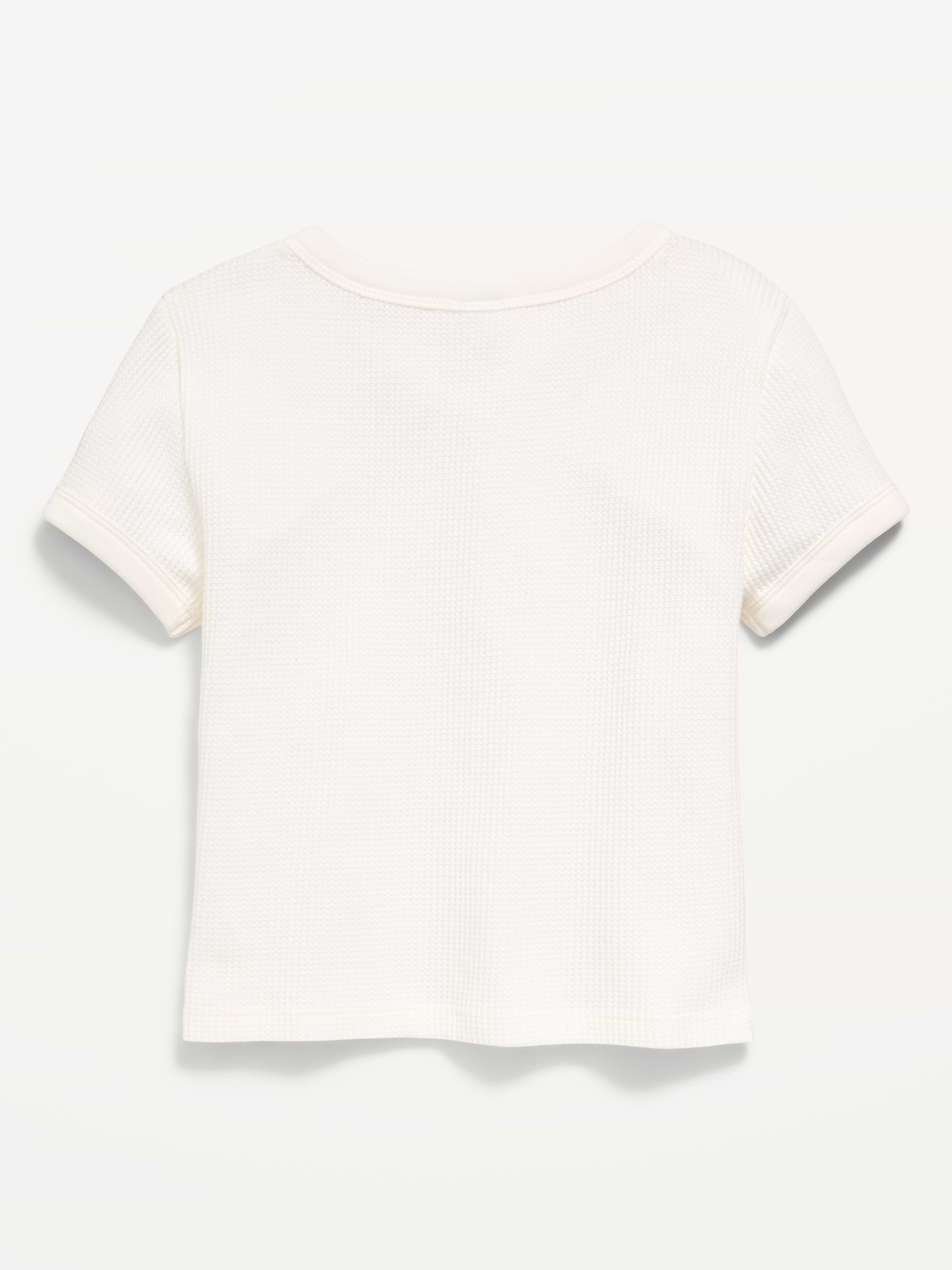 Image number 3 showing, Fitted Short-Sleeve Lace-Up Waffle-Knit Top for Girls