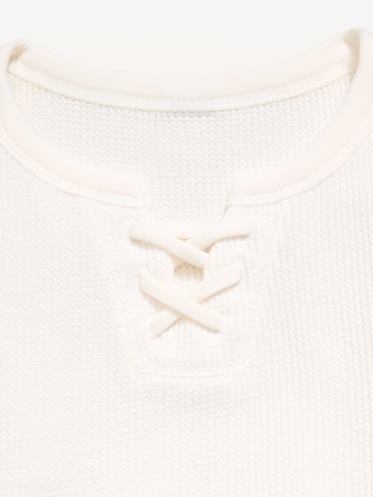 Image number 4 showing, Fitted Short-Sleeve Lace-Up Waffle-Knit Top for Girls