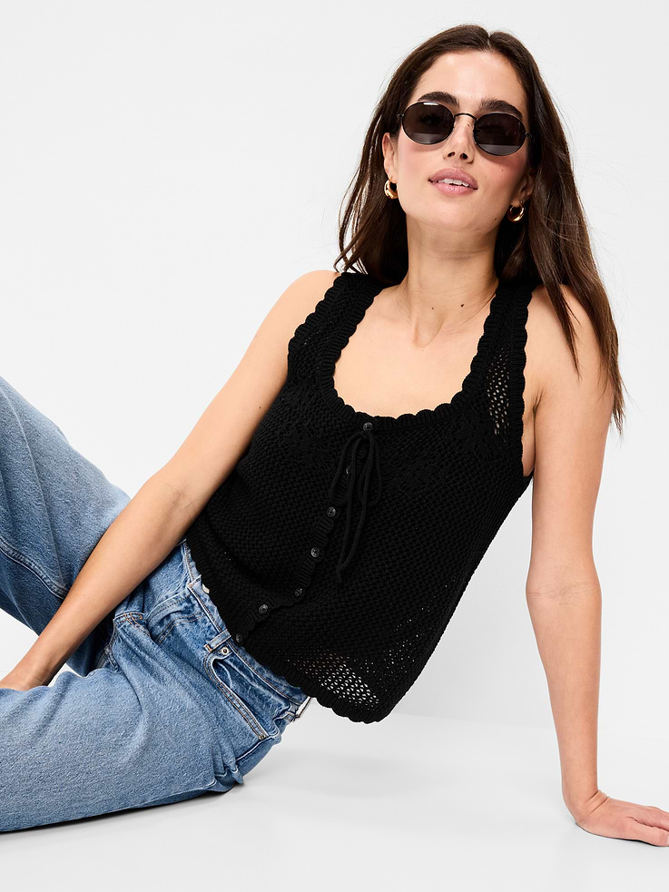 Image number 3 showing, Sleeveless Seaside Cotton Crochet Tank Top