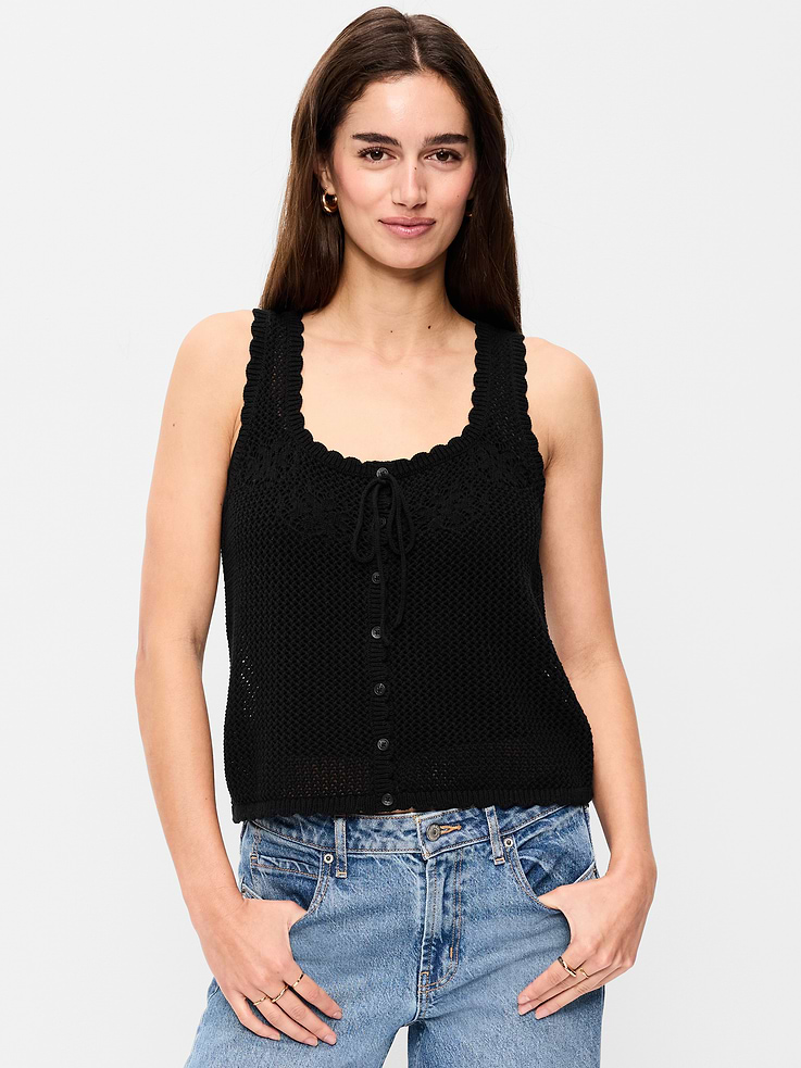 Image number 1 showing, Sleeveless Seaside Cotton Crochet Tank Top