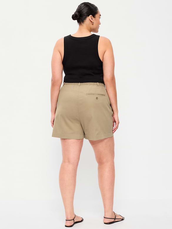 Short chino authentique à taille haute, entrejambe de 4 cm