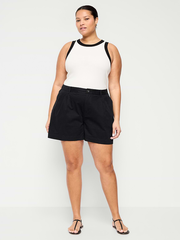 Short chino authentique à taille haute, entrejambe de 4 cm