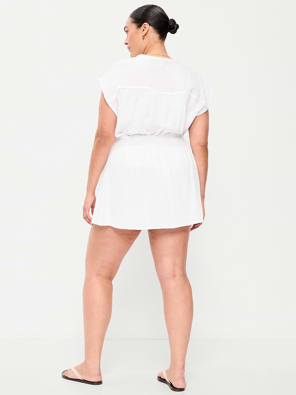 Crinkle Gauze Ruffle Waist Mini Skort