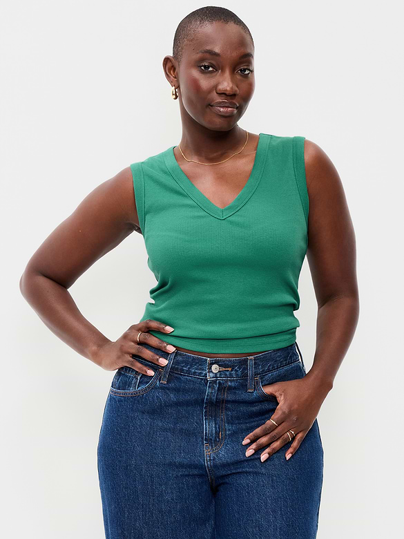 Snug Crop V-Neck Tank Top