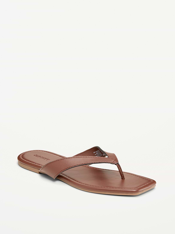 Square-Toe Flip-Flops for Women