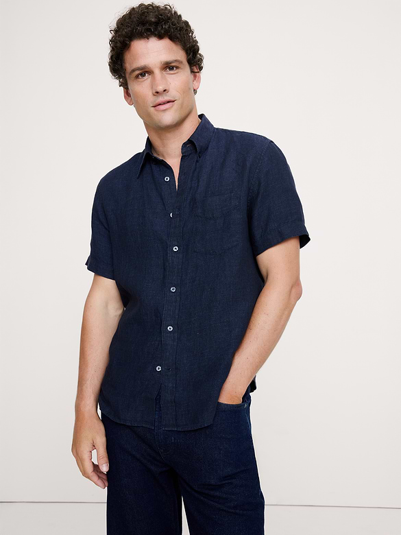 Chemise standard à manches courtes en lin