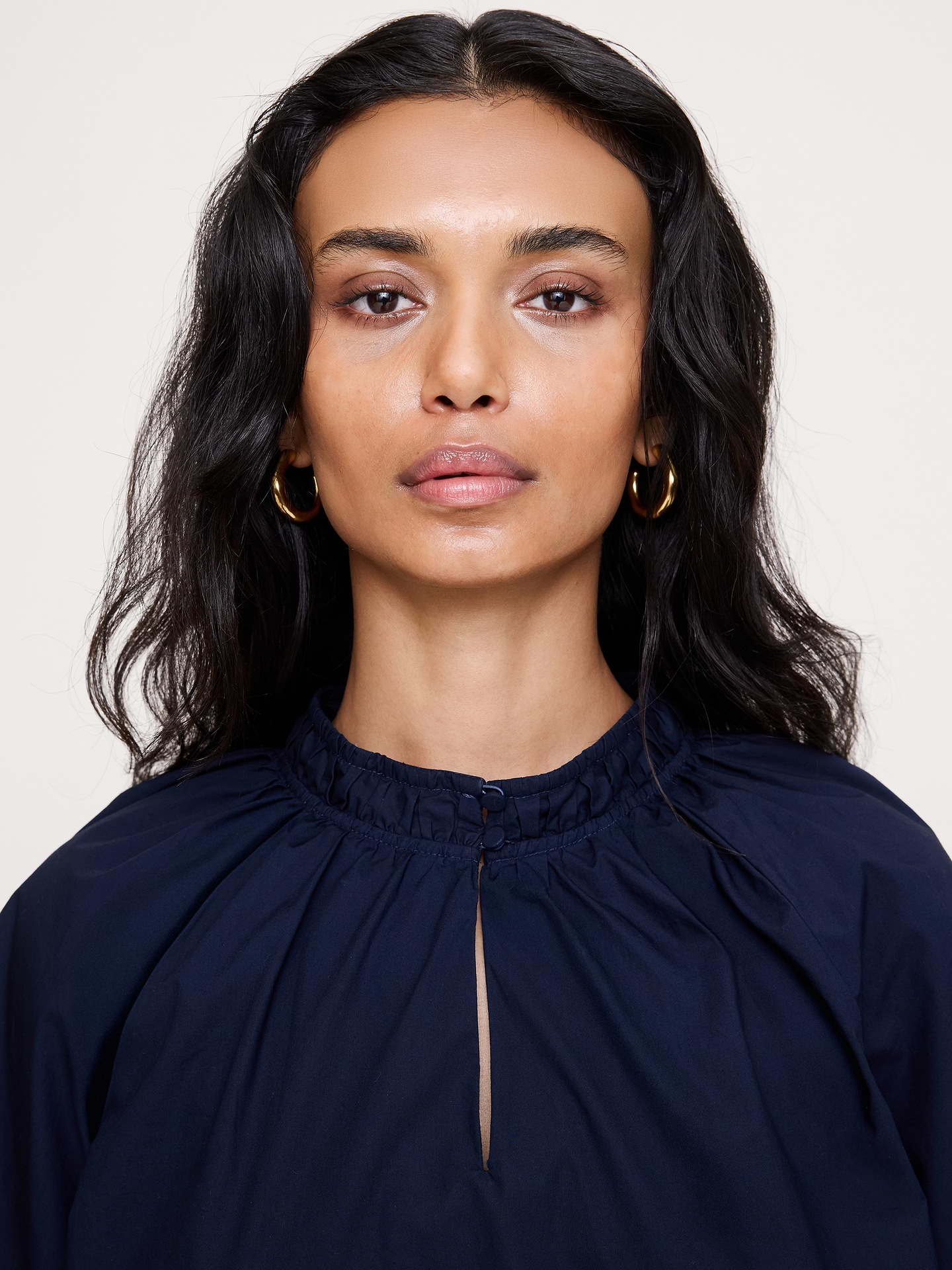 Image number 3 showing, Cotton Poplin Split-Neck Top
