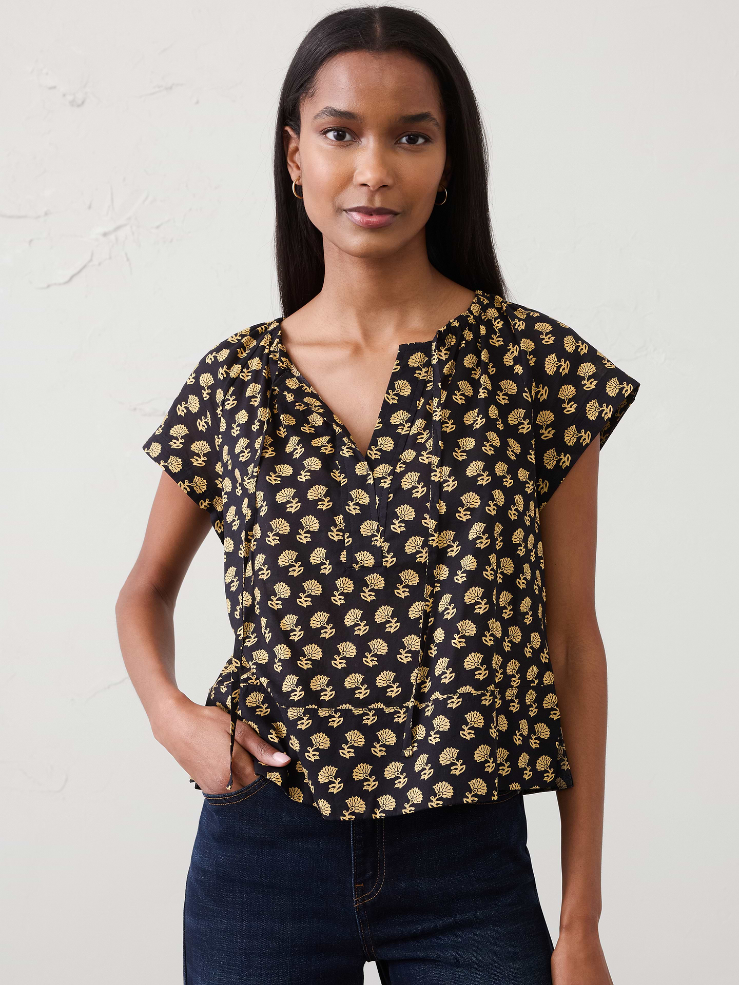 Image number 1 showing, Shirred Popover Top