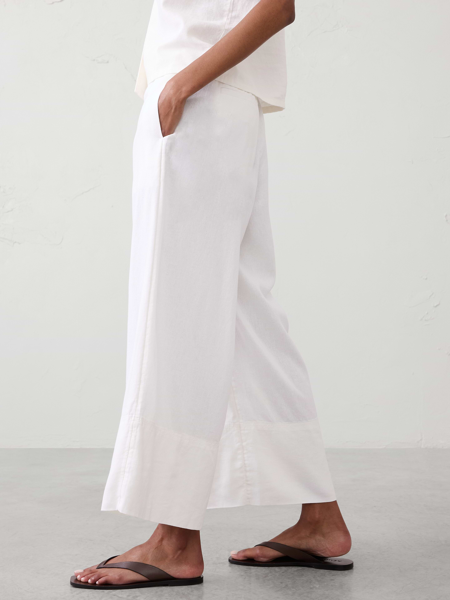 Image number 3 showing, Anyday Wide-Leg High-Rise Linen-Blend Cropped Pant