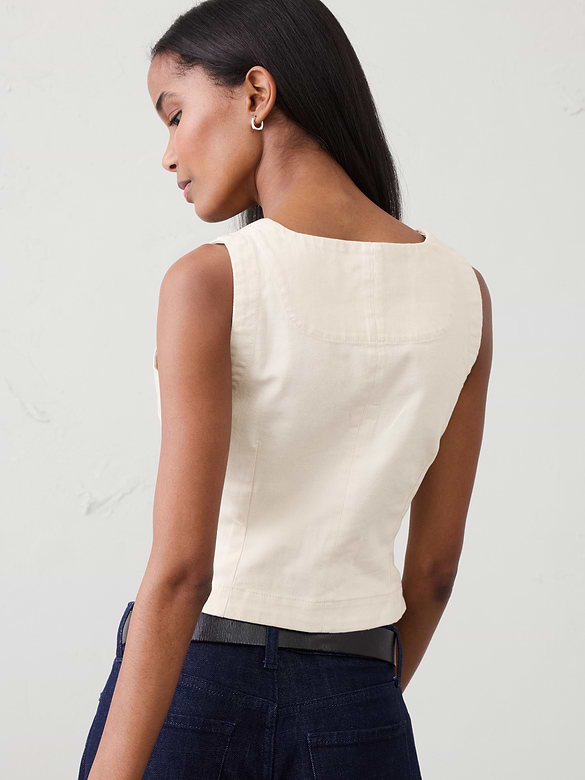 Buttoned Denim Vest
