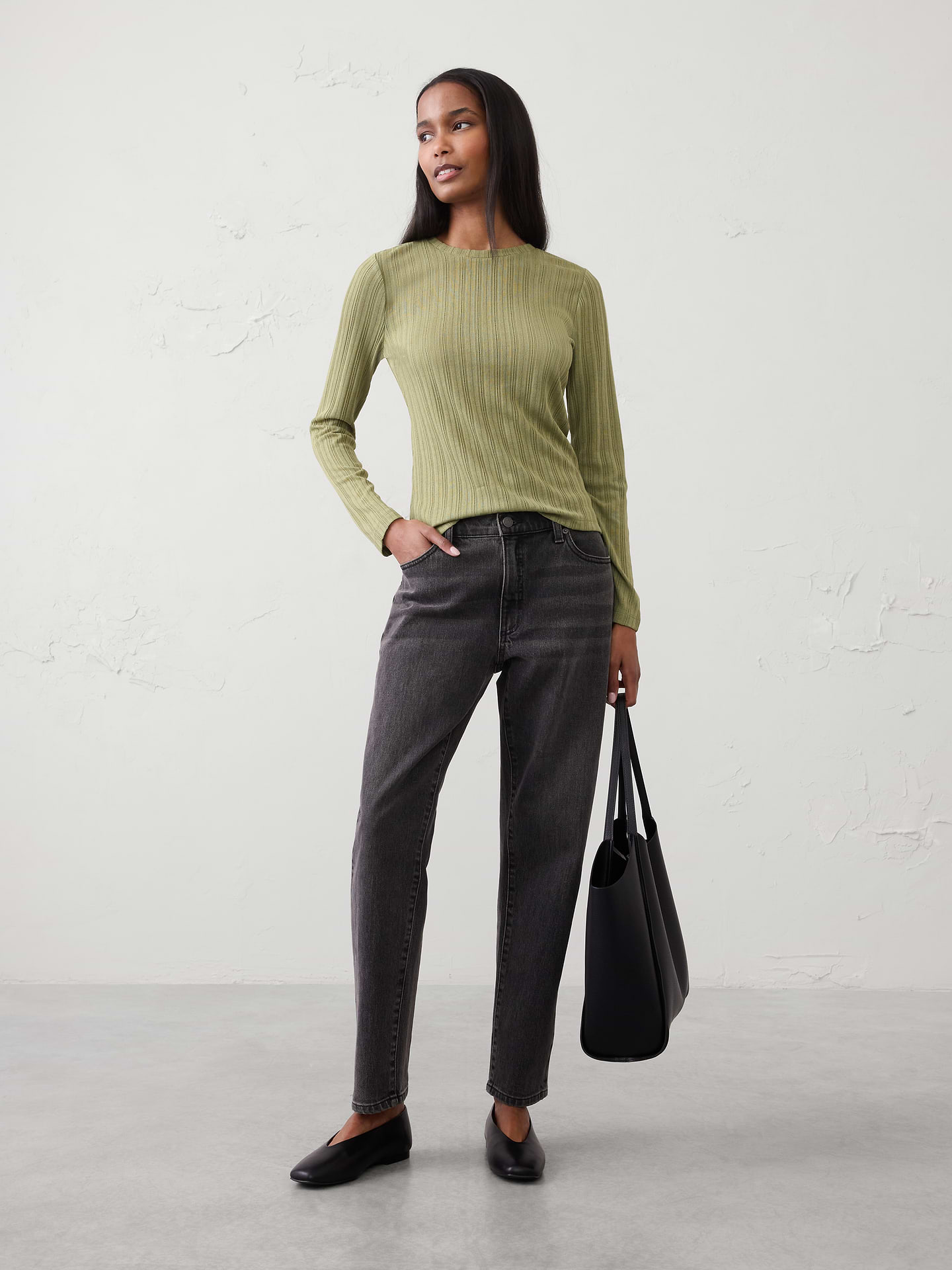 Image number 1 showing, Sheer Ribbed Top