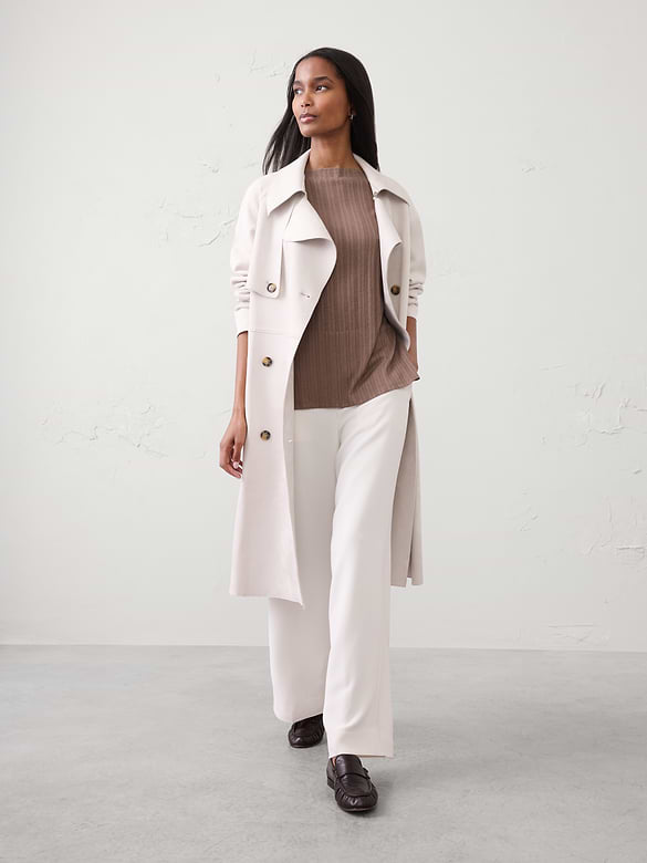 Sheer Ribbed Straight-Neck Top