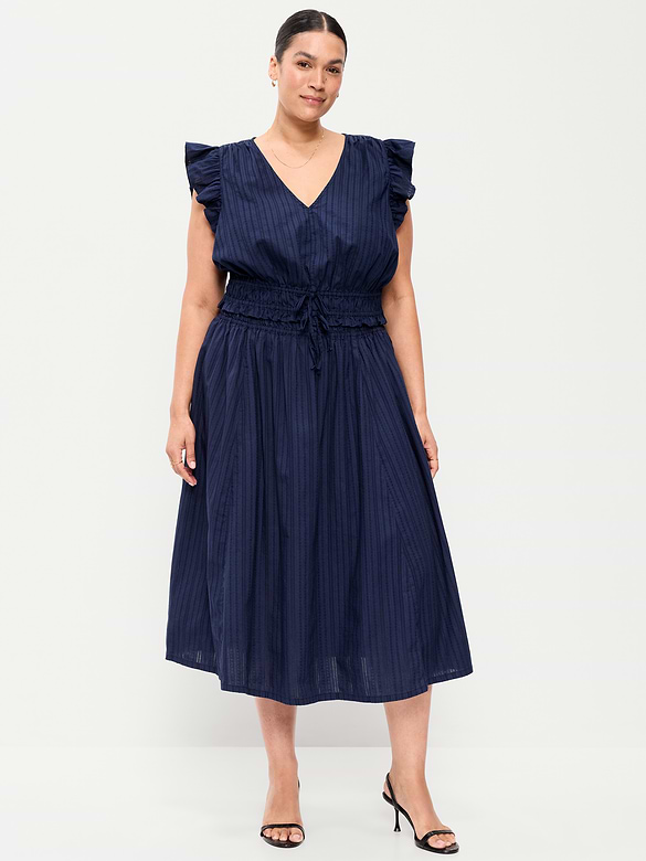 Smocked-Waist Midi Skirt