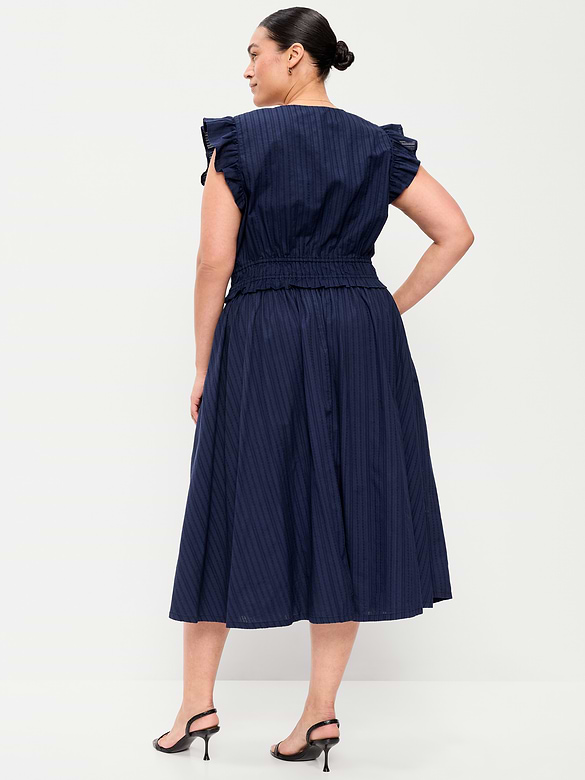 Smocked-Waist Midi Skirt