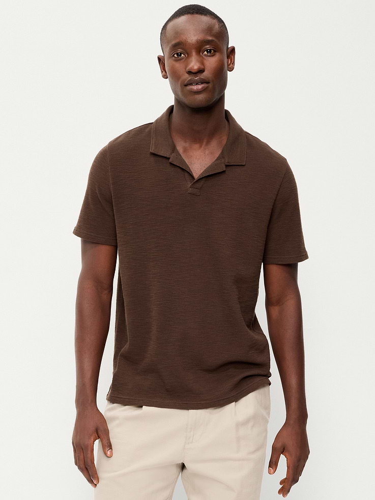 L'image numéro 1 présente Polo texturé en tricot gaufré