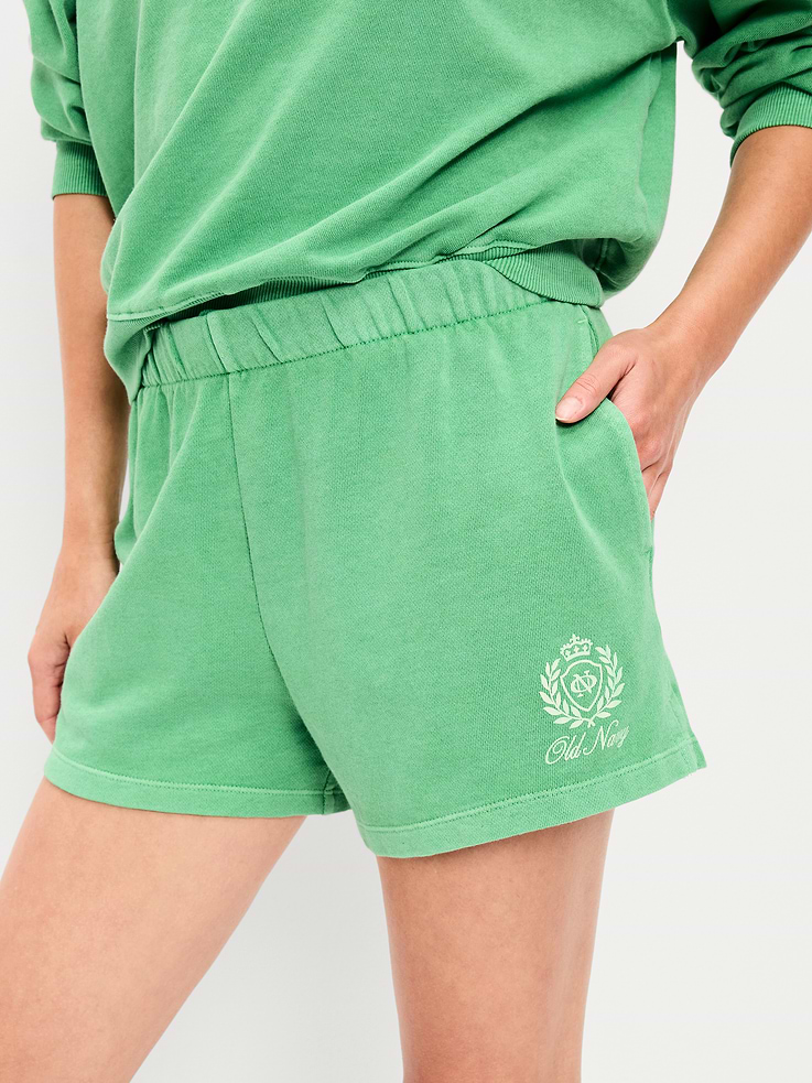 Image 4 de 4, Short ample en denim à taille haute à logo, entrejambe de 7,5 cm