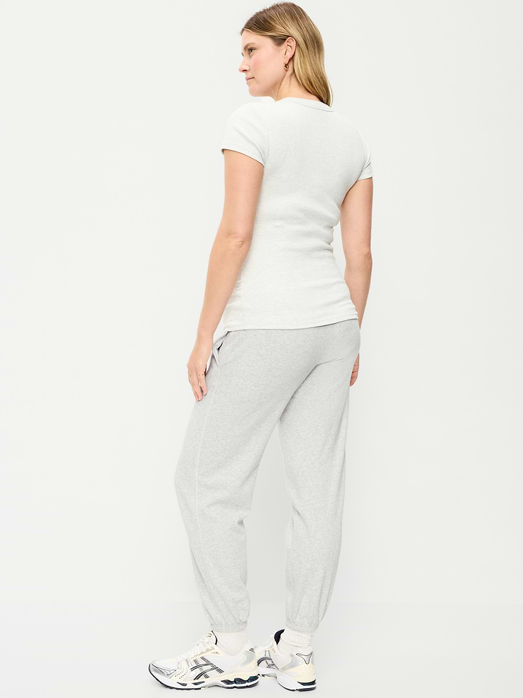 L'image numéro 3 présente Pantalon de jogging en molleton à taille rabattable de maternité