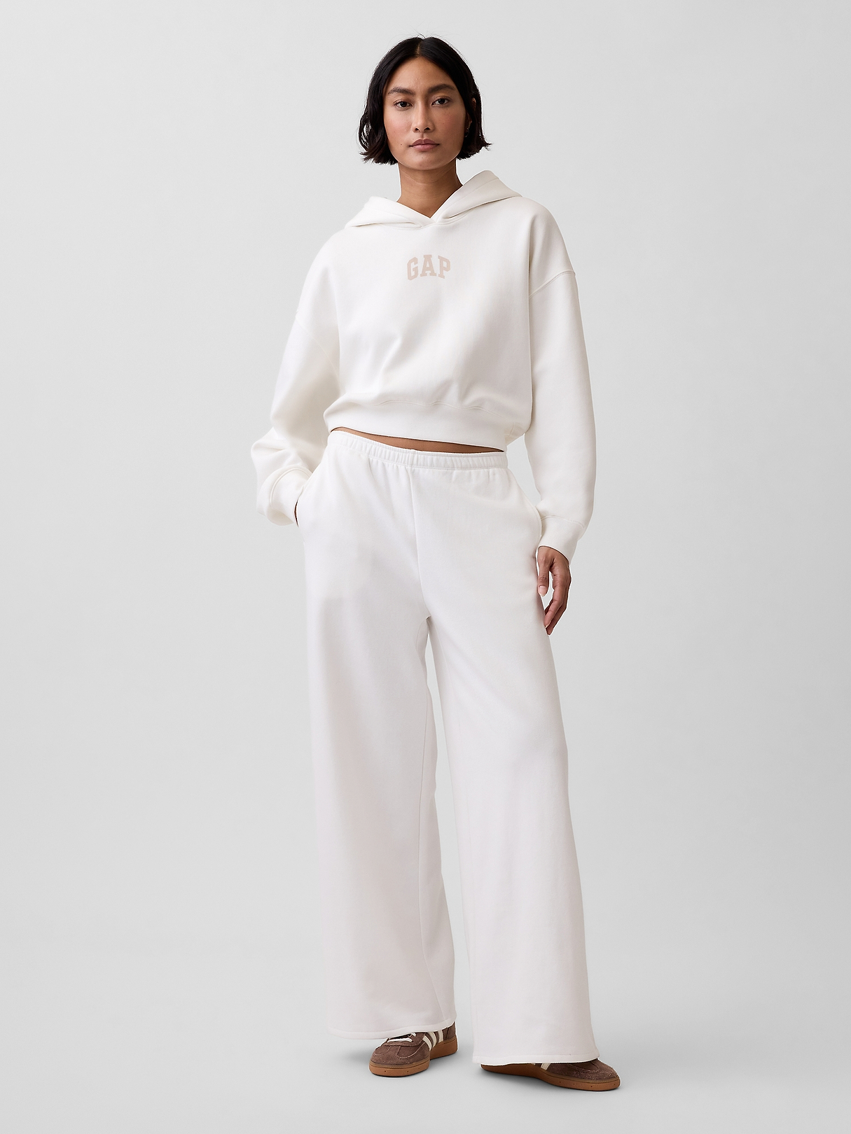 VintageSoft Oversized Crop Logo Hoodie | Gap