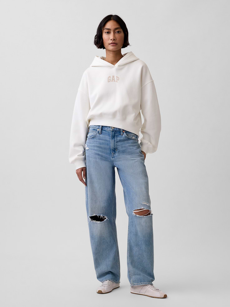 Image number 2 showing, VintageSoft Oversized Crop Logo Hoodie