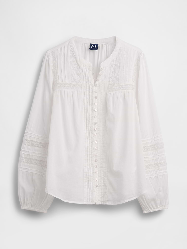 Image number 5 showing, Lace-Trim Pintuck Top