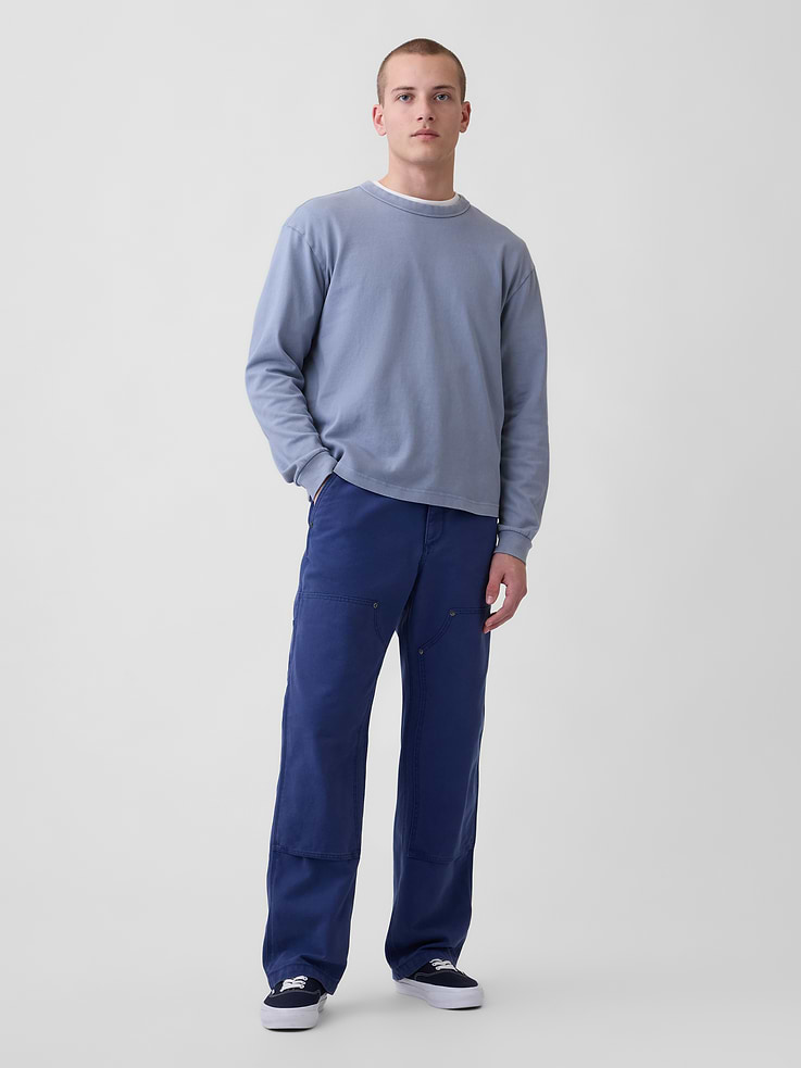 Image number 1 showing, '90s Loose Canvas Double-Knee Carpenter Pants