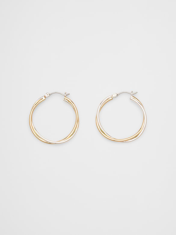 Mixed Metal Intertwined Hoop Earrings