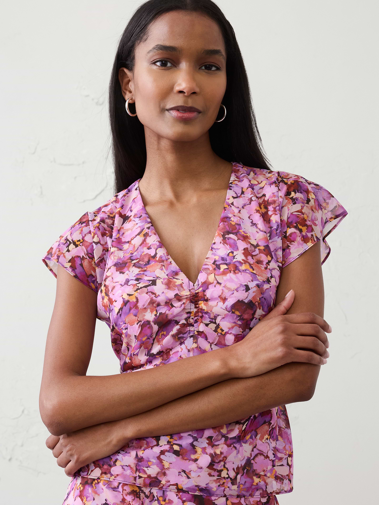 Image 3 of 4, Ruched-Front Top