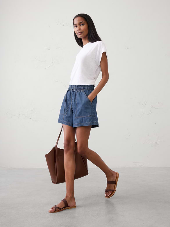 Mid-Rise Summerweight Denim Pull-On Short