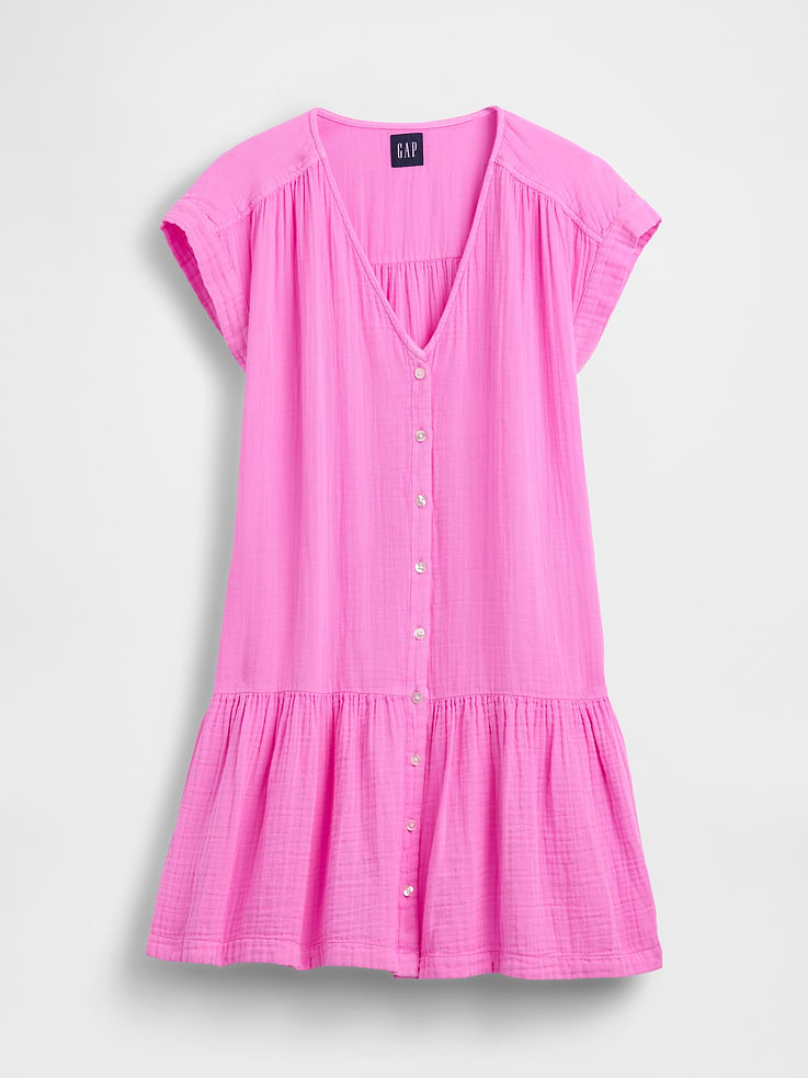 Image number 5 showing, Cotton Gauze Drop-Waist Shirtdress